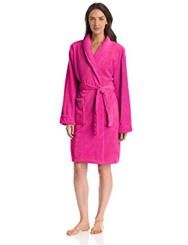Seven Apparel Hotel Spa Collection Popcorn Jacquard Bath Robe, One Size, Dark Pink