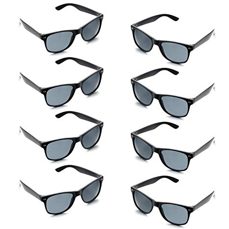 Neon Colors Party Favor Supplies Unisex Sunglasses Pack of 8 (Black)