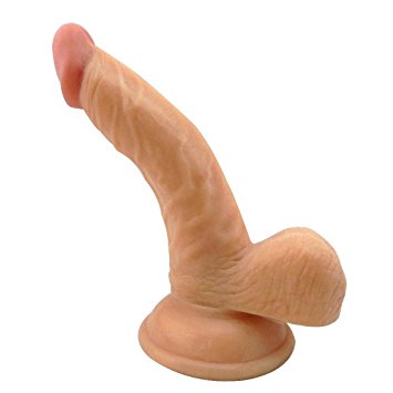 6.5 Inch Realistic Lifelike Cock Dildo TPE Hand-operated Clitoral Stimulate Body Wand Dick With Suction Cup On Surface With Veins, Huge Head And Balls, Female Masturbation Adult Sex Healthy Tool