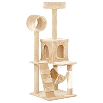 World Pride 52" Cat Tree Tower Condo Scratcher Furniture Kitten House with Hammock