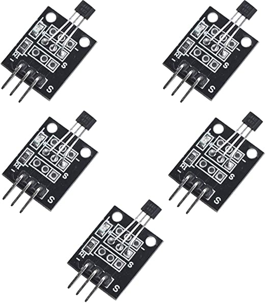 HiLetgo 5pcs Hall Effect Magnetic Sensor Module 3144E A3144 Hall Effect Sensor DC 5V for Arduino PIC AVR Smart Cars