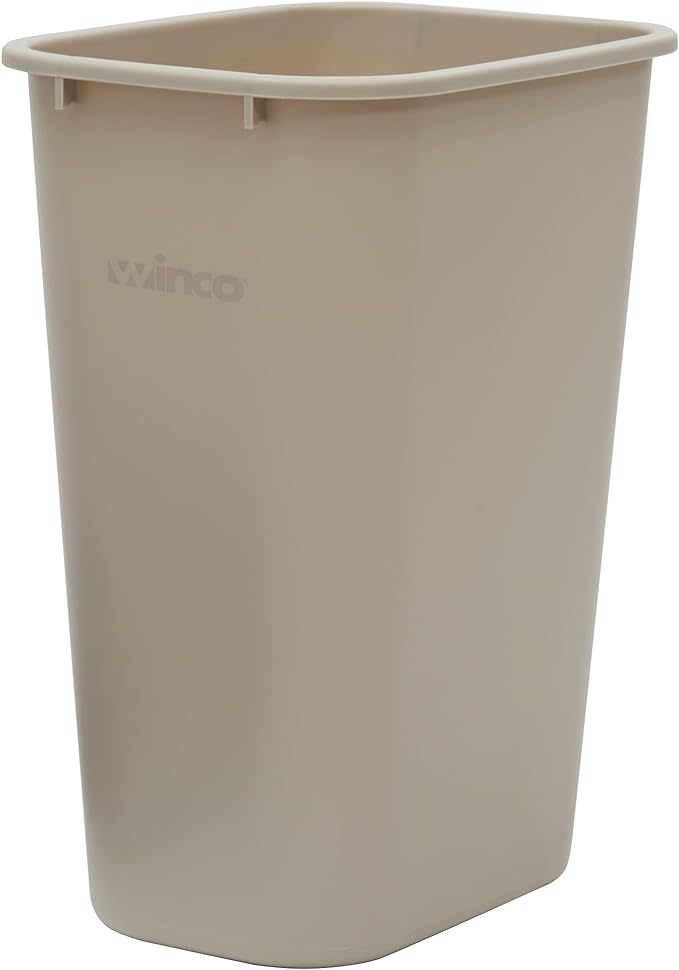 Winco PWR-41BE Waste Basket, 10 Gallon, Plastic ,Beige