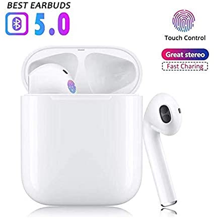 Bluetooth 5.0 Wireless Earbuds with【24Hrs Charging Case】 IPX5 Waterproof 3D Stereo Headphones in-Ear Built-in Mic Headset Surround Sound with Deep Bass for iPhone/Android/Samsung