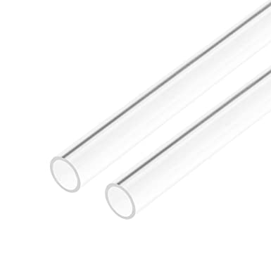 uxcell 2pcs Clear Rigid Acrylic Pipe 10mm(3/8") ID x 12mm(1/2") OD x 0.5m(20") Round Tube Tubing