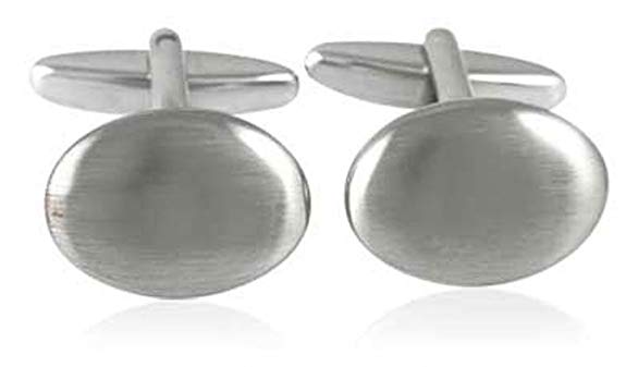 Classic Brushed Finished Oval Stainless Steel Cufflinks