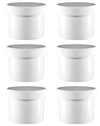 6 - 2.25 ounce White HDPE Jar's