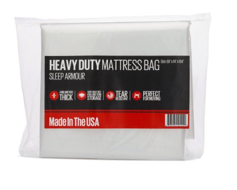 Mattress Bag for Moving : Heavy Duty 4 mil Thick Mattress Bag for Storage / Moving, Made in the USA, Queen 2-Pack