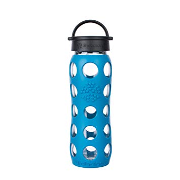 Lifefactory 22-Ounce BPA-Free Glass Water Bottle with Classic Cap and Silicone Sleeve, Teal Lake