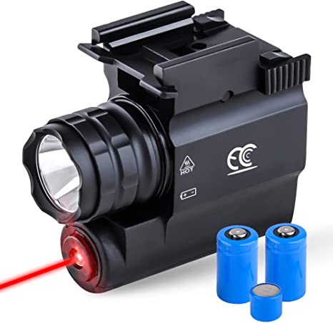 MCCC Compact Laser Light Combo for Pistol,Picatinny Rail Mounted, fits Handgun, Shotgun, Airsoft Gun Tactical Flashlight Accessories (Red)