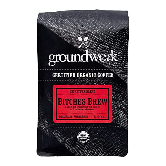 Groundwork Organic Whole Bean Dark Roast Coffee, Bitches Brew, 12 oz