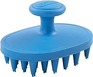 Dexas BrushBuster Silicone Gentle Dog Grooming and Massage Brush, Pro Blue