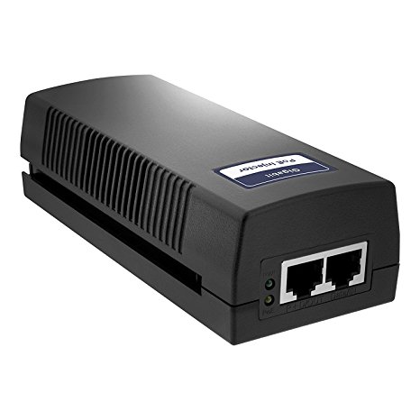 BV Tech Single Port PoE Injecor with 15.4W Gigabit Power Over Ethernet Injector Transceiver 802.3af-I100GL