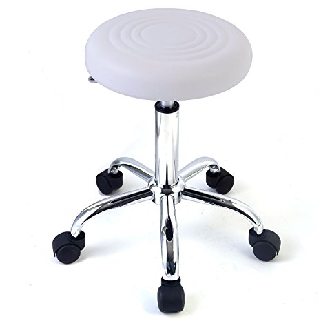 Goplus® Adjustable Hydraulic Rolling Swivel Stool Tattoo Facial Massage Spa New (1, White)