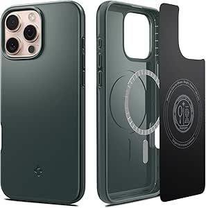 Spigen Thin Fit MagFit Designed for iPhone 16 Pro Case [Hard Shell] [Military-Grade Protection] Compatible with MagSafe - Abyss Green