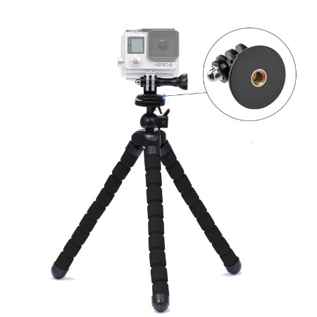 Luxebell Flexible Tripod Stand 10.6" for Gopro Hero 4 Session Black Silver Hero  LCD 3  3 2 Sjcam Geekpro Sony Camera - Come with Tripod Mount Adapter