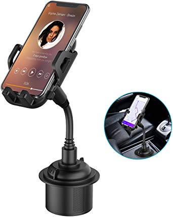 Car Cup Holder Phone Mount, Adjustable Gooseneck Cupholder Cell Phone Cradle with 360° Rotatable Holder for iPhone XR Xs XS Max X 8 7 7 Plus 6s/ Samsung Galaxy S10 S9 S8 S7/ Note 9 8, Huawei, GPS etc