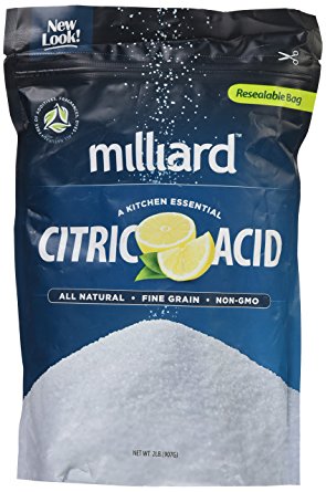 Milliard 100% Pure Food Grade Citric Acid – 0.9 kg. Bag (2 lbs.) .