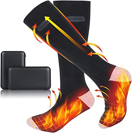 Flintronic Calcetines Calefactables para Hombre y Mujer de 2200 mAh, Calcetines Calefactores para Pies de Invierno con 3 Ajustes de Calefacción, Baterías Recargable Calcetines, para Esquí/Senderismo