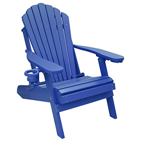 ECCB Outdoor Outer Banks Deluxe Oversized Poly Lumber Folding Adirondack Chair (Royal Blue)