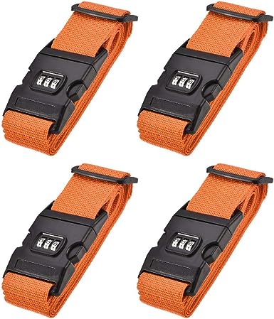 uxcell Luggage Straps Suitcase Belts with Buckle, Combination Lock, Adjustable Travel Packing Accessories