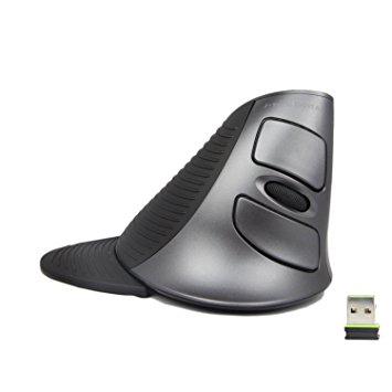 J-Tech Digital Scroll Endurance Wireless Mouse Ergonomic Vertical USB Mouse with Adjustable Sensitivity (600/1000/1600 DPI), Removable Palm Rest & Thumb Buttons - Reduces Hand/Wrist Pain (Wireless)