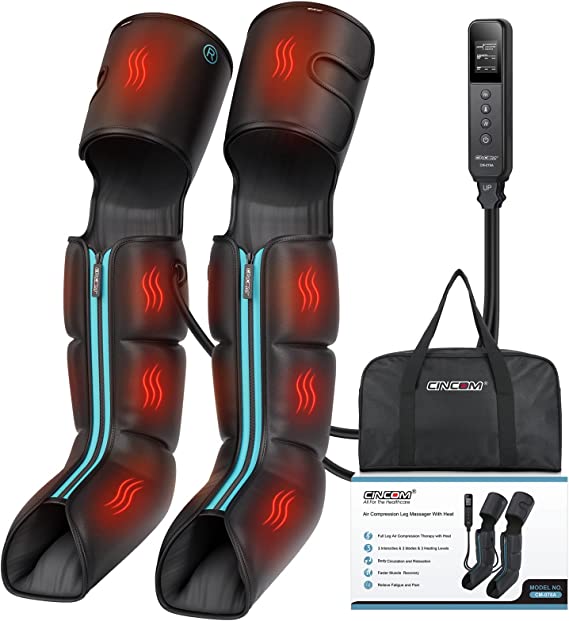 CINCOM Leg Massager - Upgraded Foot Calf Thigh Massager with Heat and Compression for Circulation and Pain Relief - Gifts Ideas