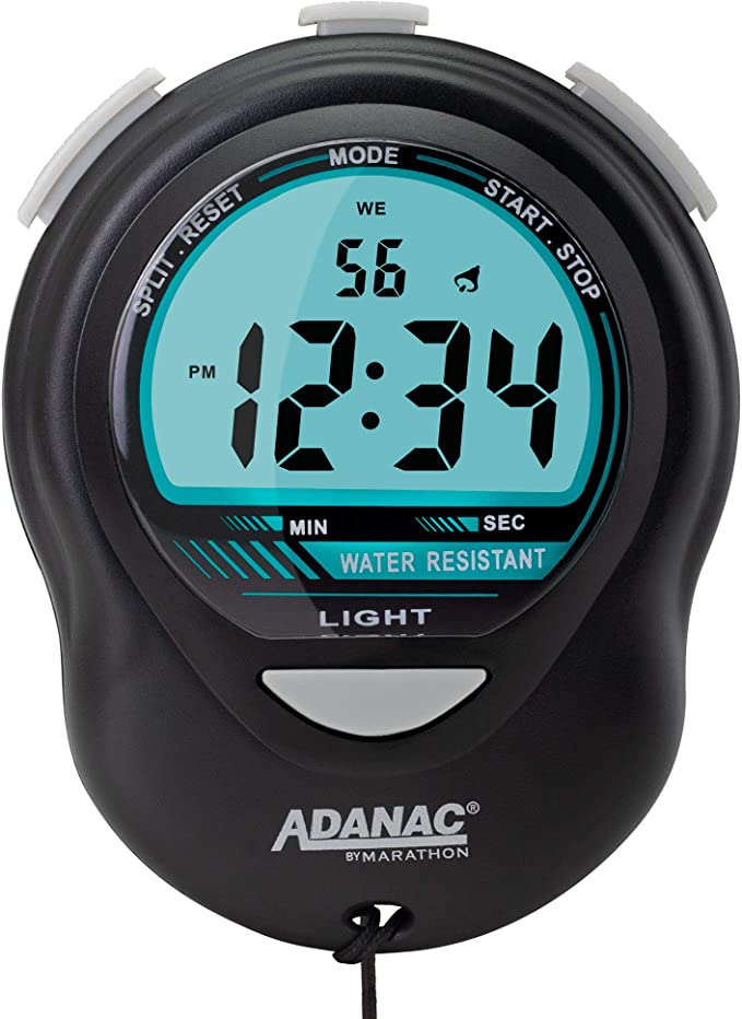ADANAC Glow by Marathon Digital Stopwatch Timer with Back Light. Extra Large Display with Jumbo Numbers - Battery Included