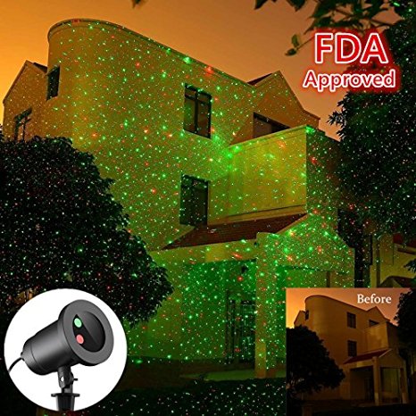E-COM Laser Christmas Light Show LED Star Projector with Wireless Remote Control Easy To Use Outdoor for Christmas, Holiday, Party, Landscape, and Garden Decoration (Multi-mode)
