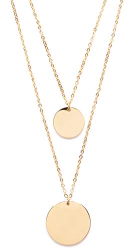 Happiness Boutique Circle Layered Necklace Gold Plated | Double Row Necklace with 2 Round Disc Coin Pendants Geometric Design
