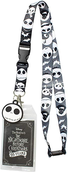 Nightmare Before Christmas ID Lanyard Badge Holder 25th Anniversary with 1.5" Rubber Charm Pendant