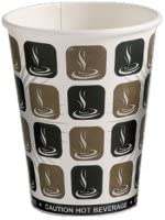 Thali Outlet - 200 x 12oz Mocha Cafe Printed Paper Single Wall Disposable Tea Coffee Cappuccino Hot Drinks Cup