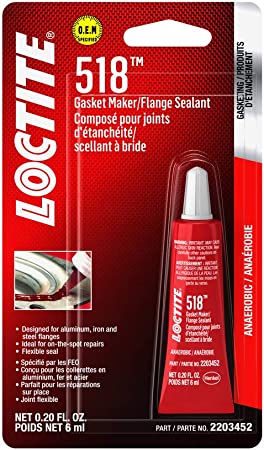 Loctite 518 Gasket Maker & Flange Sealant for Automotive: Anaerobic, Medium-Strength, Non-Corrosive | Red, 6mL Tube (PN: 2203452-2096064)