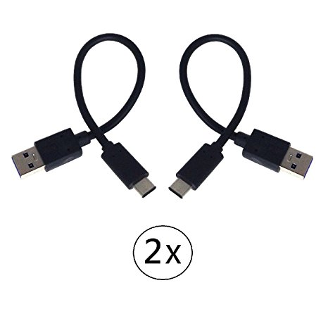 2-Pack USB Type C (USB-C) to USB 3.0 Type A Charging and Sync Cable for Nexus 5X, 6P, LG V20, G5, HTC 10, Google Pixel, Pixel XL, Moto Z Force Droid, Sony Xperia XZ and Type-C Phones (2x Black 0.2M)