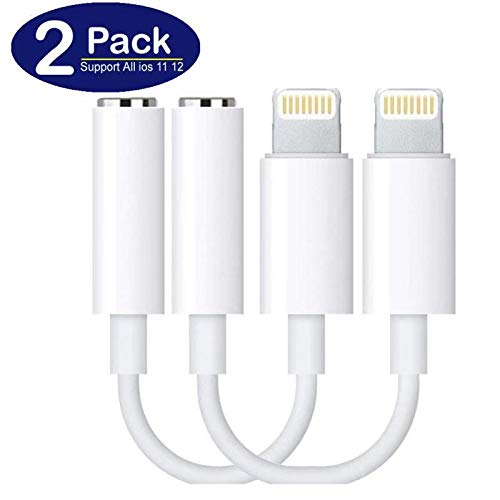 Headphone Jack Adapter 3.5 mm Dongle Support iOS 10 11 12 for Phone Xs/XR/XS Max/X /8/8Plus 7/7Plus and More Earphone Adaptor Female Connector Audio Cable Earbuds Accessories Aux Converter(2 Pack)