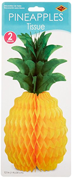 Beistle 55105-12 2-Pack Packaged Tissue Pineapples, 12-Inch