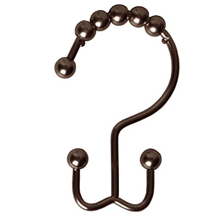 Interfeeling Shower Curtain Rings with Bathroom Double Glide Hooks Oil Rubbed Bronze or Silver Random , Set of 12
