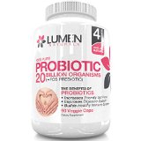 Probiotics with 20 Billion Active Cells to Restore Intestinal Balance - Replenish Friendly Gut Flora in the Digestive System to Aid Immunity Brain Function Stomach and Colon Health - by Lumen Naturals