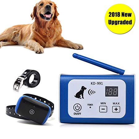 Wireless Electric Dog Fence Pet Containment System, Safe and Effective Anti Over Shock Design, Adjustable Control Range Up to 550YD & Display Distance, 1 Collar Receivers Rechargeable & Waterproof
