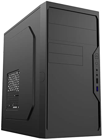 CiT Work PC Case, Micro-ATX, Minimalist Design, Spacious Interior, Room To Mount Three Fans, Two USB Ports Included, A High Performance Chassis For Home and Office Environments | Black