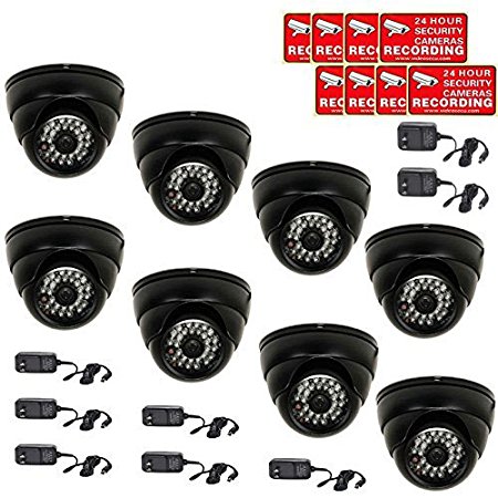 VideoSecu 8 Pack Built-in 1/3" Sony CCD Outdoor Dome Security Cameras Infrared CCTV Home Day Night Weatherproof Vandal Proof 28 IR LEDs 480TVL Wide View Angle Lens with Free Power Supplies BYS