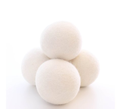 Wool Dryer Balls - Set of 4 - XL - Extra Large - 100 Natural Premium Wool Organic - 4 Pack - Replaces Dryer Sheets and Fabric Softeners - Comparable to Woolzies Nellies Nellies As Seen on TV