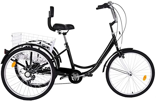 Adult Tricycles 7 Speed, Adult Trikes, Three Wheel Cruiser Bike Bicycle with 24-Inch Wheels and Large Shopping Basket for Women, Seniors, Men