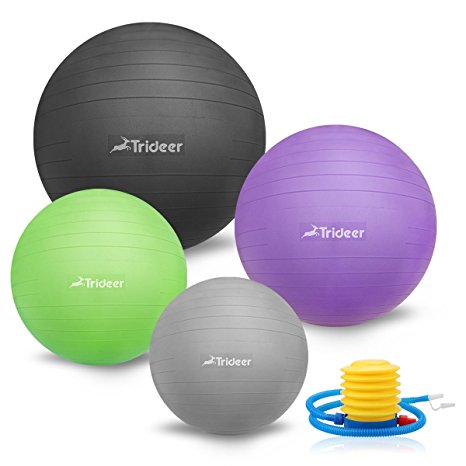 45-85cm Exercise Ball, Birthing Ball, Yoga Pilate Fitness Balance Ball with Pump Plug Kit, Anti-Slip & Anti-Burst, TRIDEER 2000lbs Extra Thick Core Cross Training Ball, Desk Chair for Office and Home