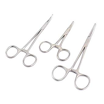 LAJA IMPORTS 3 PCS Assorted Mosquito HEMOSTAT Forceps Pliers Curved Serrated 3.5"   5" 5.5" Economy Grade Stainless Steel