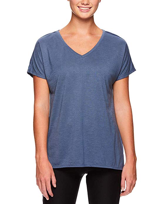 Reebok Women's V Neck Workout & Gym T Shirt - Short Sleeve Activewear Top