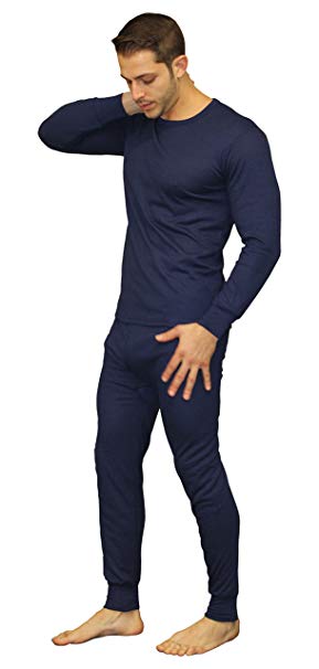 Men's Soft 100% Cotton Thermal Underwear Long Johns Sets - Waffle - Fleece Lined
