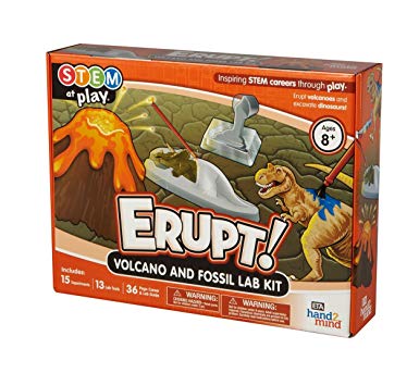 ERUPT! Volcano and Fossil Science Kit, 15 STEM Activities, Learn About Dinosaurs and Fossils, & Make Your Own Volcano