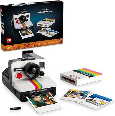 LEGO Ideas Polaroid OneStep SX-70 Camera Building Kit, Creative Gift for Photographers, Collectible Brick-Built Vintage Polaroid Camera Model, Creative Activity or Gift for Adults, 21345