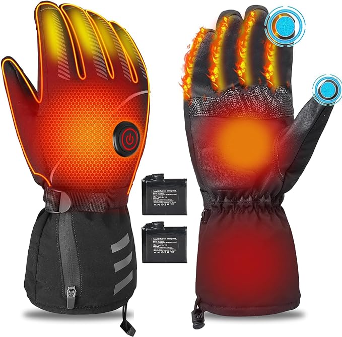 Rechargeable Heated Gloves for Men Women, Electric Battery Winter Thermal Gloves with 4000mAh Batteries Quick Heating Hand Warmer Outdoor Rechargeable Gloves for Skiing Motorcycling