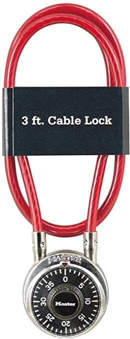 Master Lock Padlock, Standard Dial Combination Lock with 3 ft. Cable, 1-7/8 in. Wide, 1519D